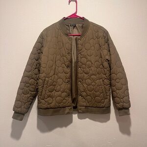 Olive Quilted Bomber Jacket